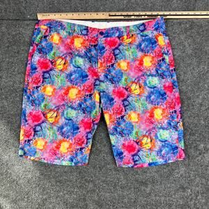 HRESKI Bold Abstract Golf Shorts Mens Size 40 Multicolor Stretch Casual Summer